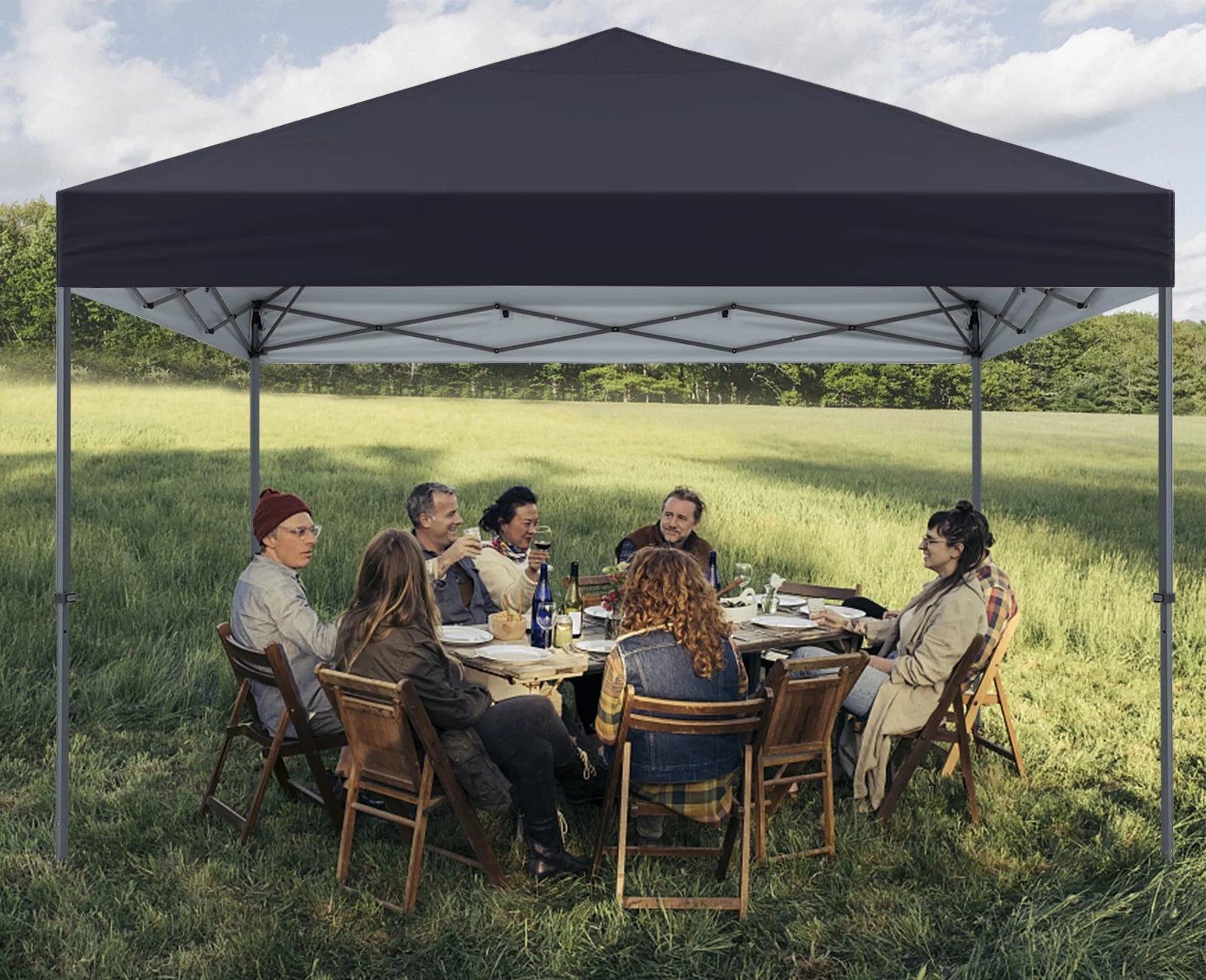 12 Ft X 12 Ft Easy Pop up Outdoor Canopy Tent,Black