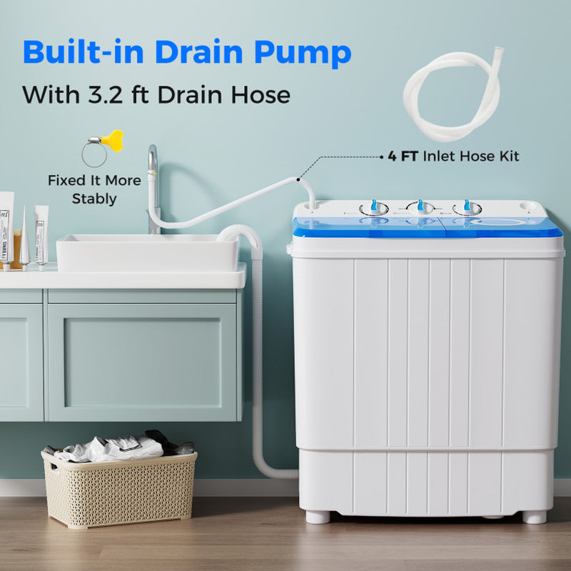 17.6 Lbs Portable Washing Machine with Drain Pump