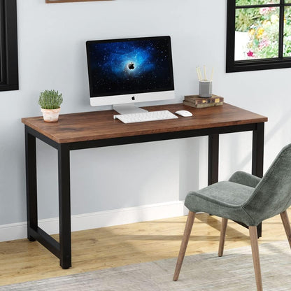 Modern Simple Computer Desk, 47 Inch Vintage Office Desk Computer Table, Study Writing Study Desk Workstation for Home Office, Rustic Brown