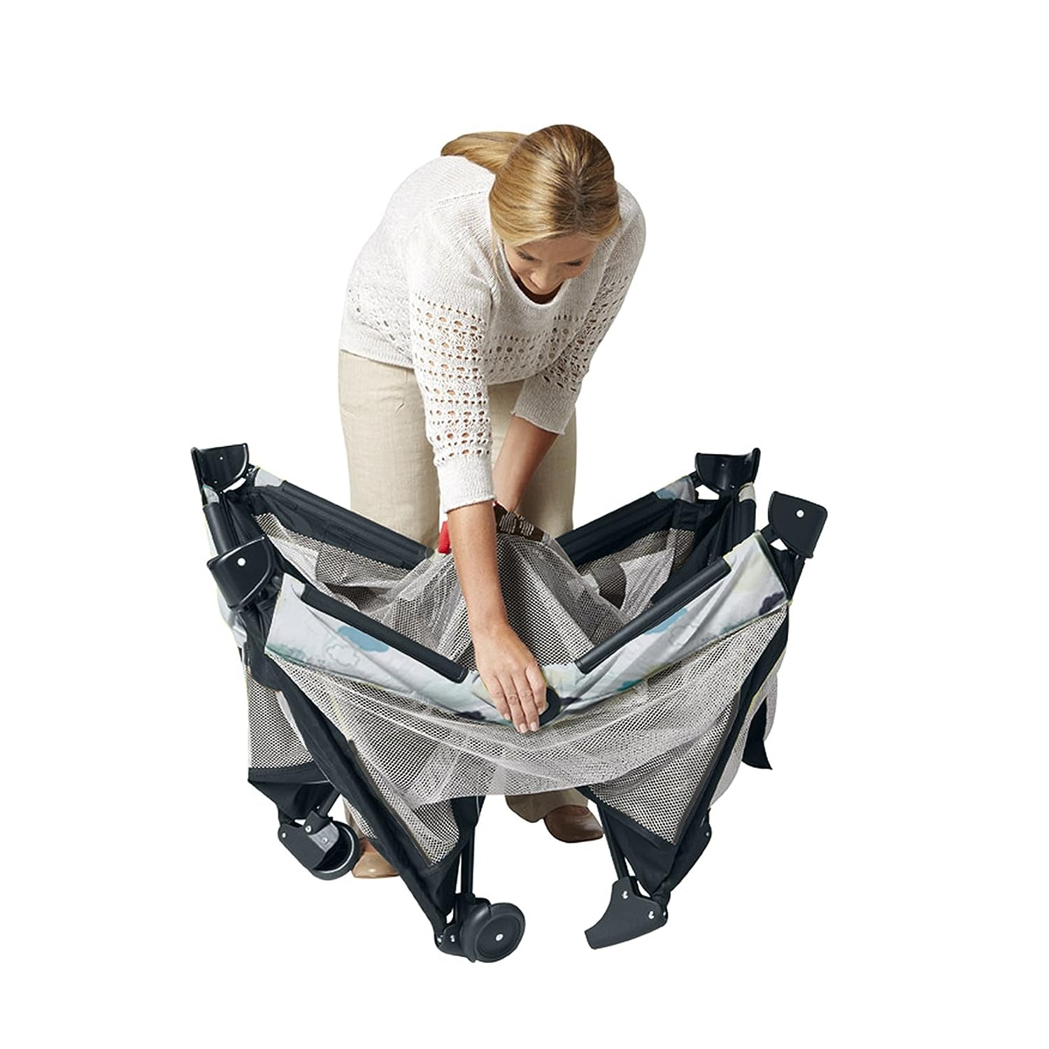 Pack and Play on the Go Playard | Includes Full-Size Infant Bassinet, Push Button Compact Fold, Stratus , 39.5X28.25X29 Inch (Pack of 1) - Design By Technique