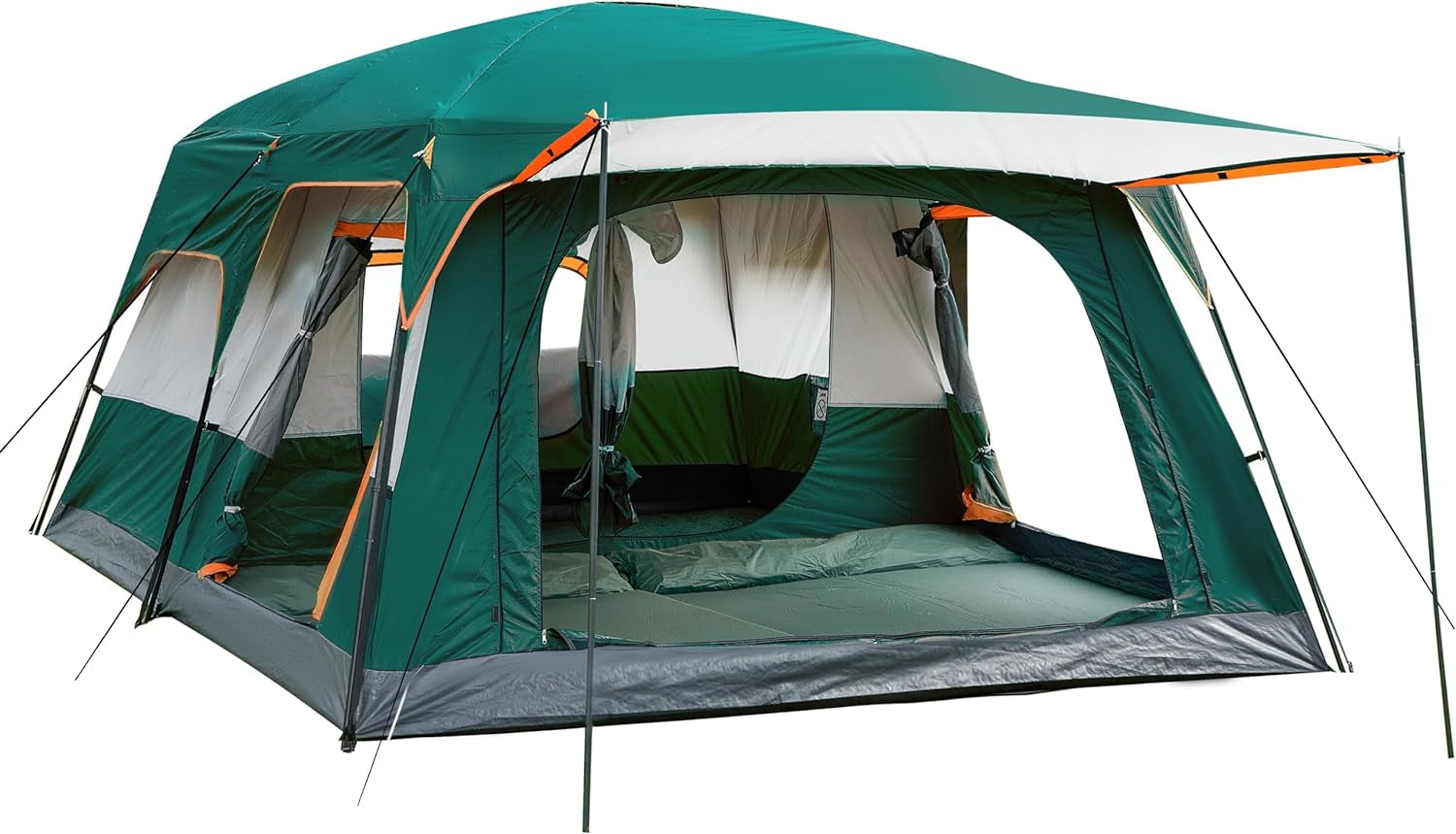 Extra Large Tent 10-12 Person(A),Family Cabin Tents,2 Rooms,3 Doors and 3 Windows with Mesh,Straight Wall,Waterproof,Double Layer,Big Tent for Outdoor,Picnic,Camping,Family Gathering