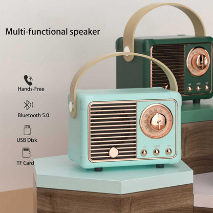 Retro Bluetooth Speaker, Vintage Decor, Small Wireless Bluetooth Speaker, Cute Old Fashion Style for Kitchen Desk Bedroom Office Party Outdoor Kawaii for Android/Ios Devices (Blue)