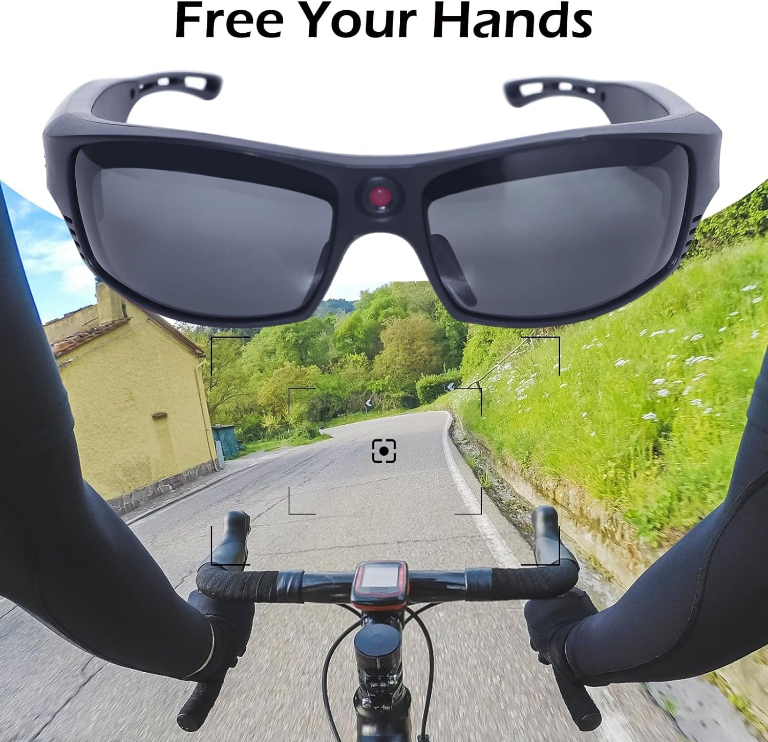 Smart Camera Glasses,1080P Video Smart Sunglasses with Bluetooth-Music,Open Ear Speaker,Outdoor Sports Camera for Biking, Fishing, Travelling (Including 32G Card)