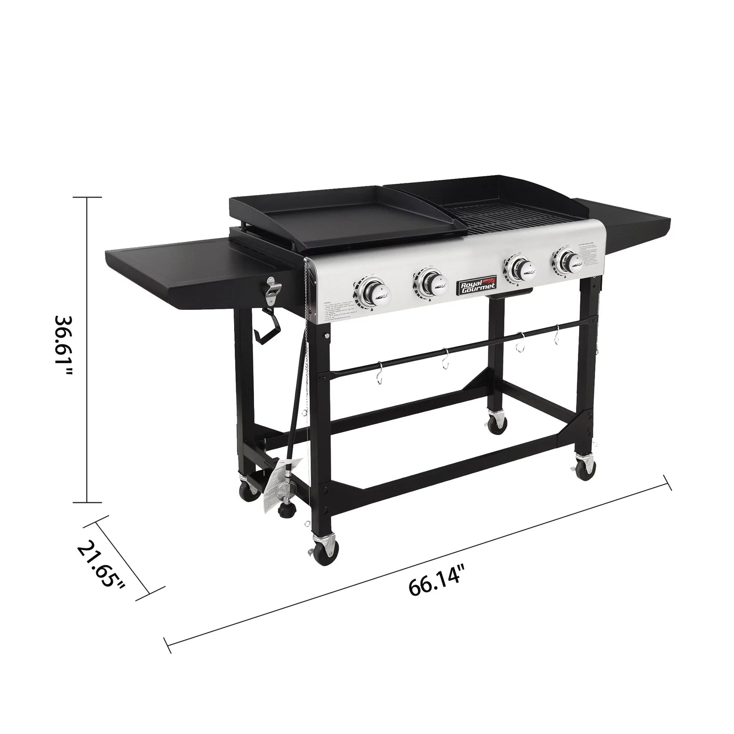 4-Burner GD401 Portable Flat Top Gas Grill and Griddle Combo with Folding Legs