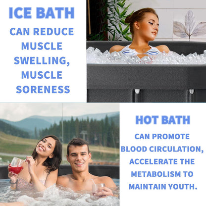 Ice Bath Tub for Athletes -Oval Large Collapsible Hot Tub Portable Cold Plunge for Outdoor Garden Yard Gym, Upgraded All-Aluminum Frame Collapsible Bath for Adults at Home and Outdoors