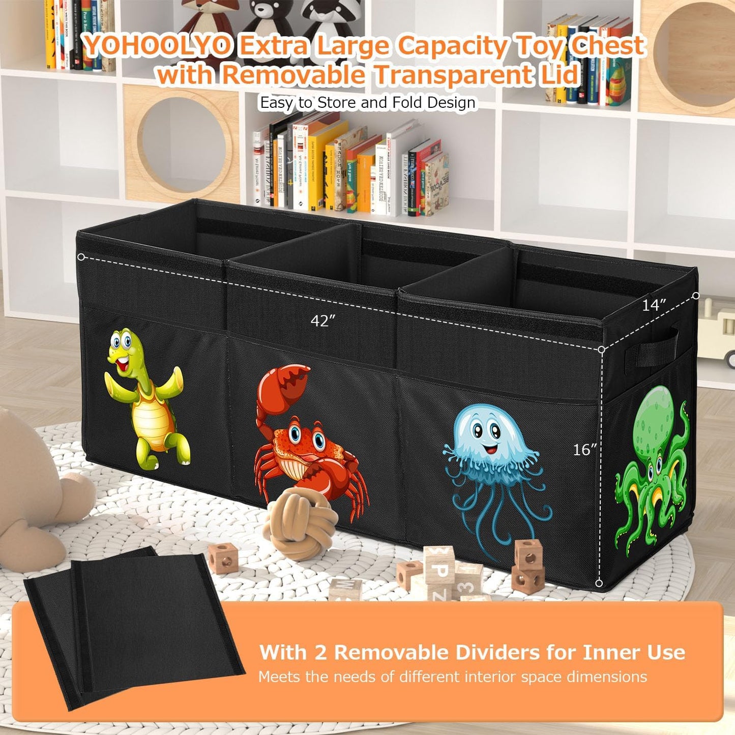 Toy Box Chest for Kids,155L Extra Large Collapsible Toy Storage Organizer with Lids Large Toy Box Chest Bin for Boys,Girls,Playroom, Closet