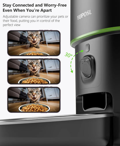 Automatic Cat Feeders with Camera - 5G Wifi App Control 1080 HD Video with Night Vision, 2-Way Audio 2L/4L Cat Food Dispenser Easy to Use and Clean, Timed Pet Feeder Also for Dogs