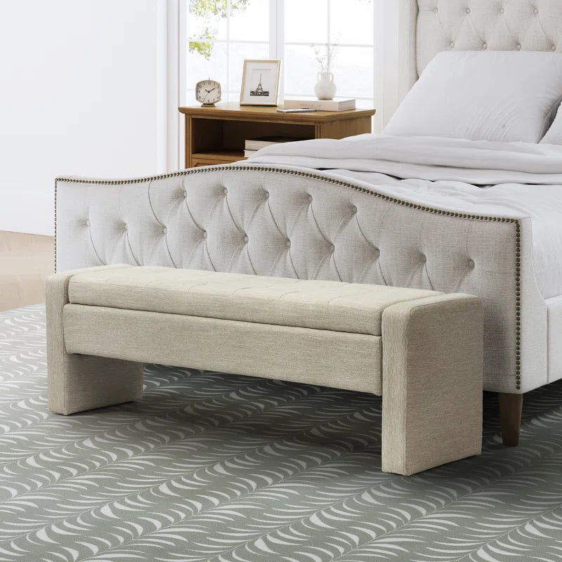 Anthonique Fabric Upholstered Storage Ottoman, Storage Bench