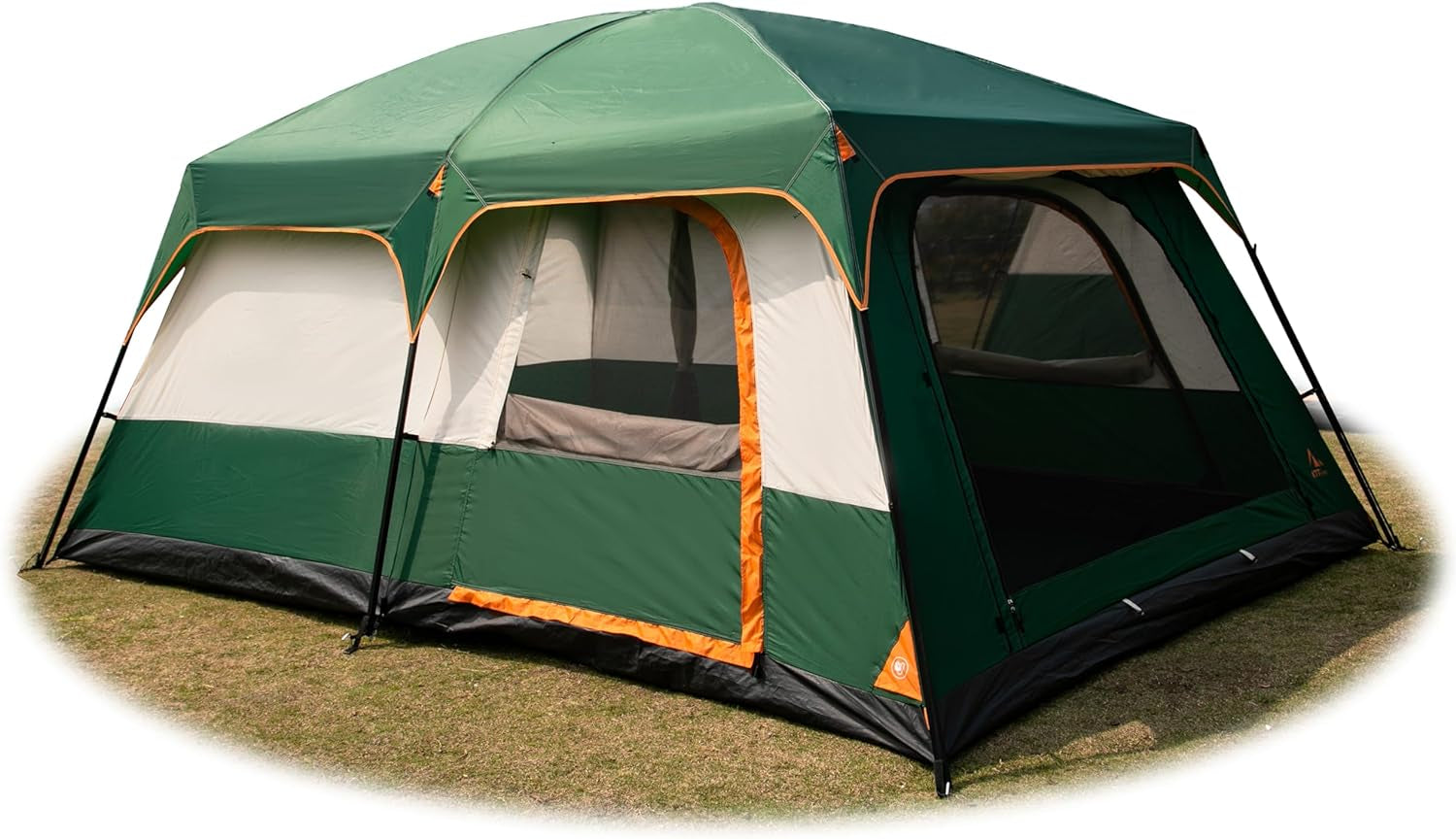 Extra Large Tent 10-12 Person(A),Family Cabin Tents,2 Rooms,3 Doors and 3 Windows with Mesh,Straight Wall,Waterproof,Double Layer,Big Tent for Outdoor,Picnic,Camping,Family Gathering