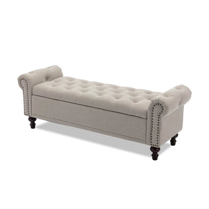 Polyester Blend Upholstered Storage Bench