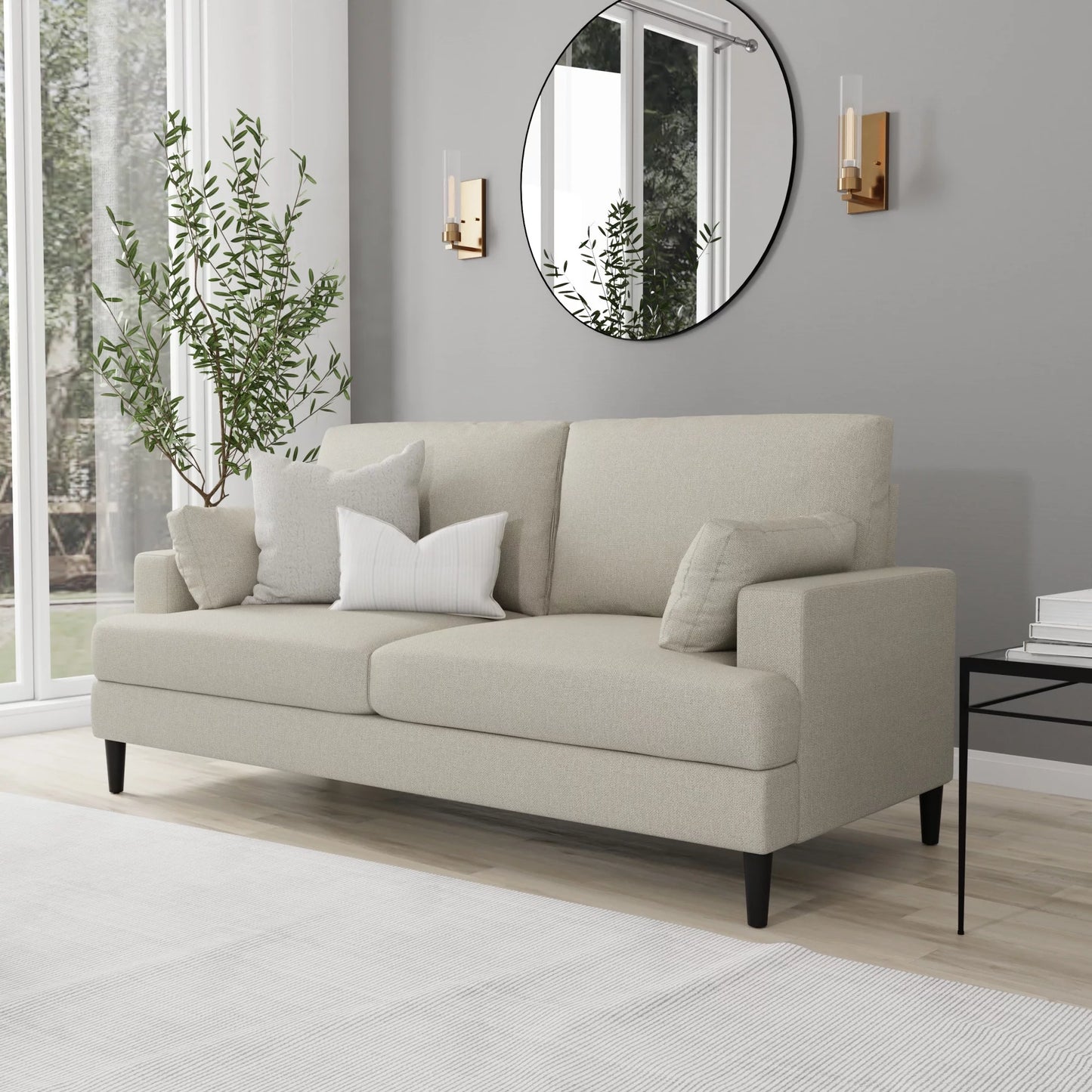 Positano Mid Modern Sofa, Oatmeal Fabric - Design By Technique
