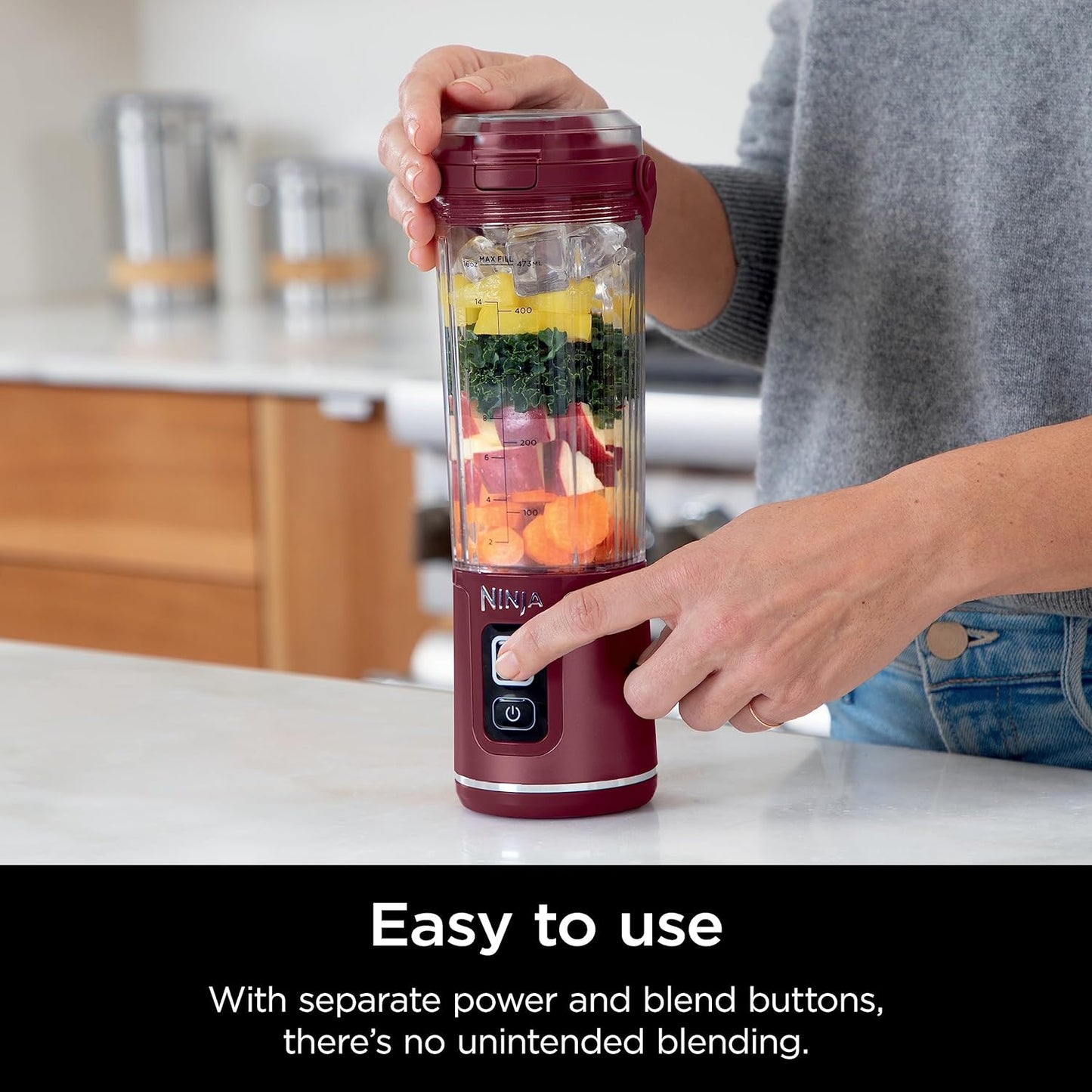 BC151CR Blast Portable Blender, Cordless, 18Oz. Vessel, Personal Blender-For Shakes & Smoothies, BPA Free, Leakproof-Lid & Sip Spout, USB-C Rechargeable, Dishwasher Safe Parts, Cranberry Red