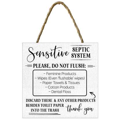 Sensitive Septic System Sign Great for Bathroom Sink Rental House Garage Cafe Bar Decor Sign Modern Farmhouse Decor Cute Wall Art Gift for Men and Women - Design By Technique