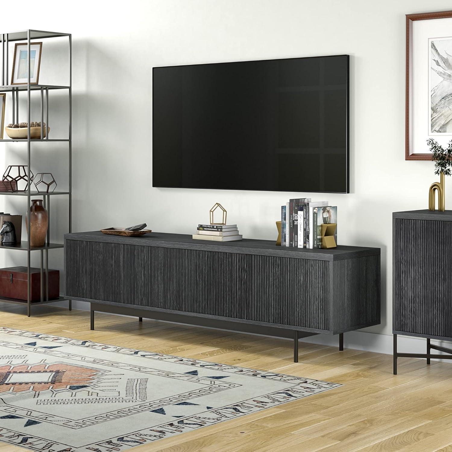 Whitman TV Stand, 70" Wide, Dark Gray