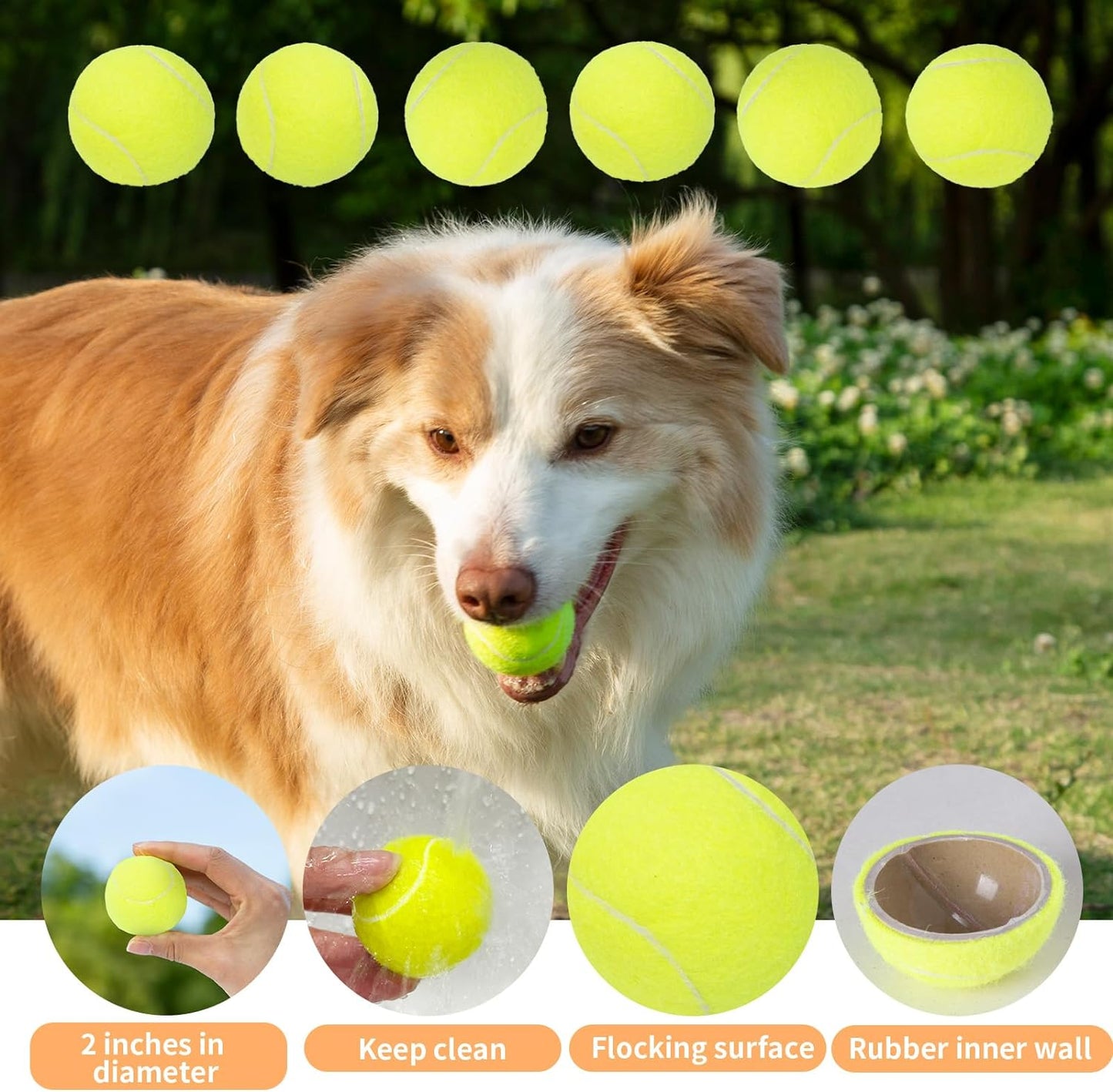 Automatic Ball Launcher, Adjustable Launch Distance, Including 6 Pack Small Sized Balls, Suitable for Small to Medium Sized Dogs (White)