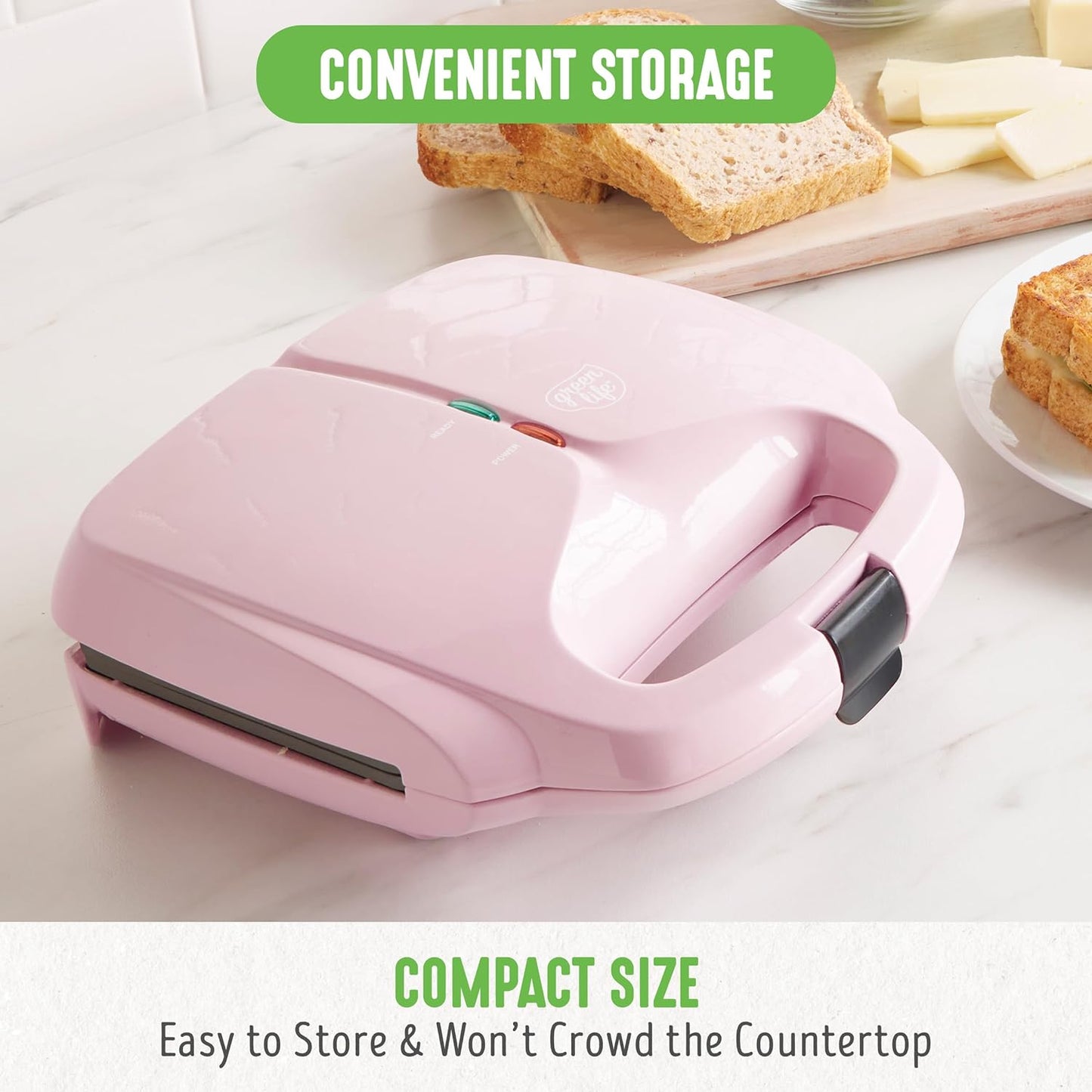 Pro Electric Panini Press Grill and Sandwich Maker, Healthy Ceramic Nonstick Plates,Easy Indicator Light, Pfas-Free, Pink