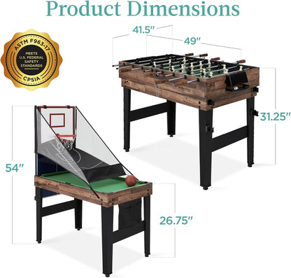 13-In-1 Combo Game Table Set for Home, Game Room, Friends & Family W/Ping Pong, Foosball, Basketball, Air Hockey, Archery, Chess, Checkers, Shuffleboard, Bowling