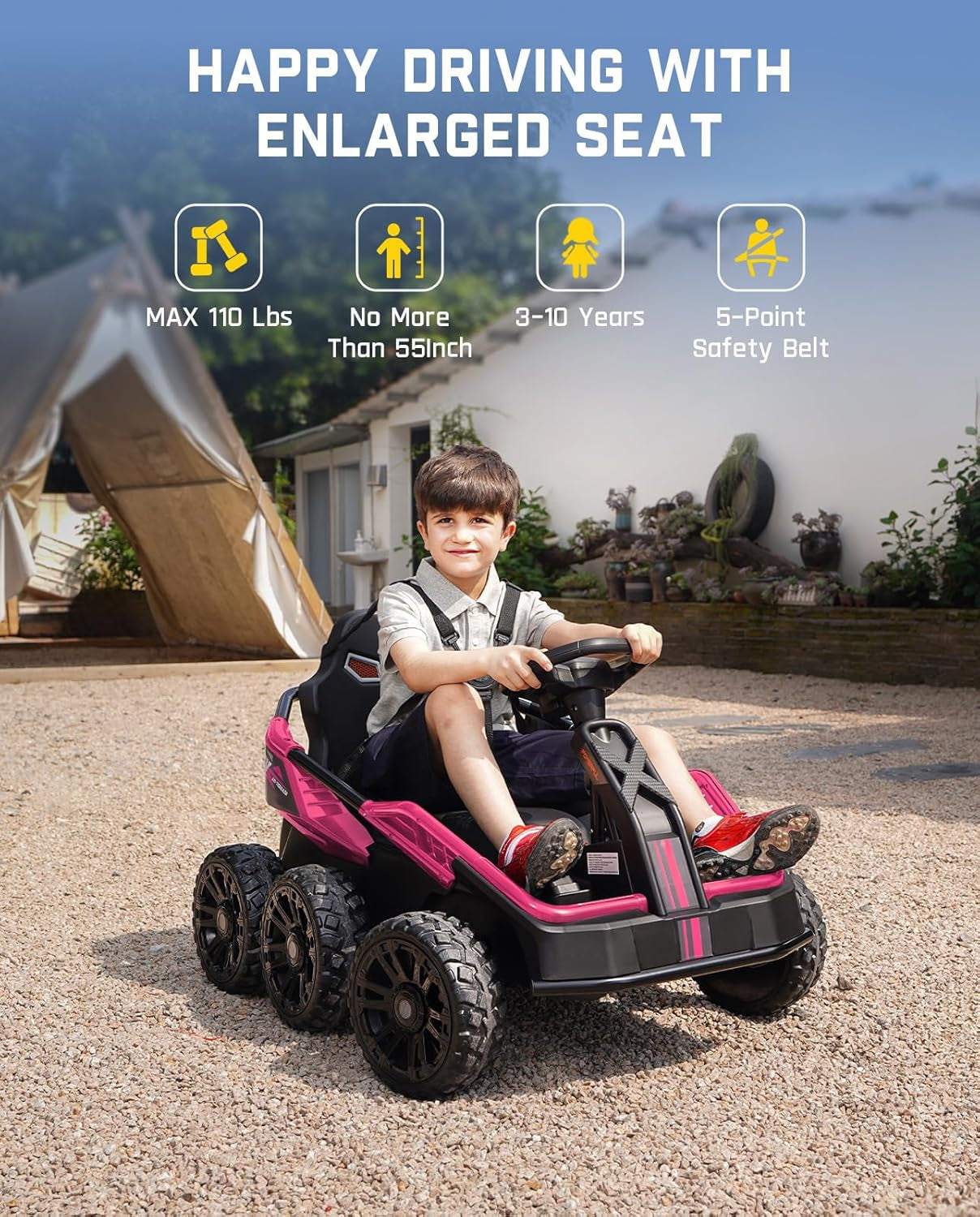 24V Ride on Toys for Big Kids, 6 Eva Wheels UTV, 4X75W 5.9MPH Powerful Electric Car, 4WD/2WD Switch, Parent Remote, 4 Shock Absorbers, Ideal Gift for Kids Ages 3+, X7 Pro Pink