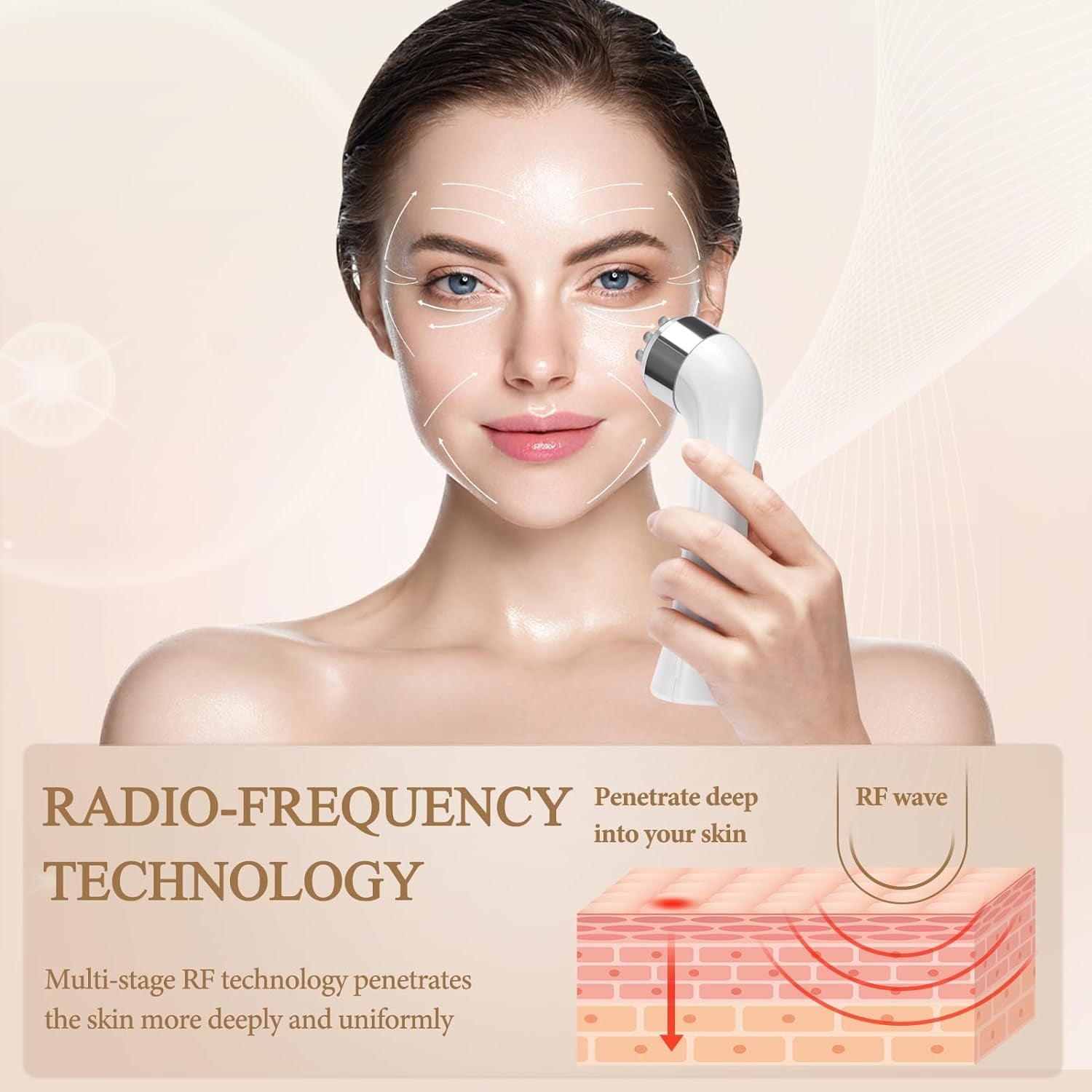 Facial Massager Skin Tightening Machine, 4 Color LED Light Therapy Machine, Promote Face Cream Absorption Strengthening Elasticity Modifying Wrinkles Professional Care Anti-Aging Skin Care Tools.