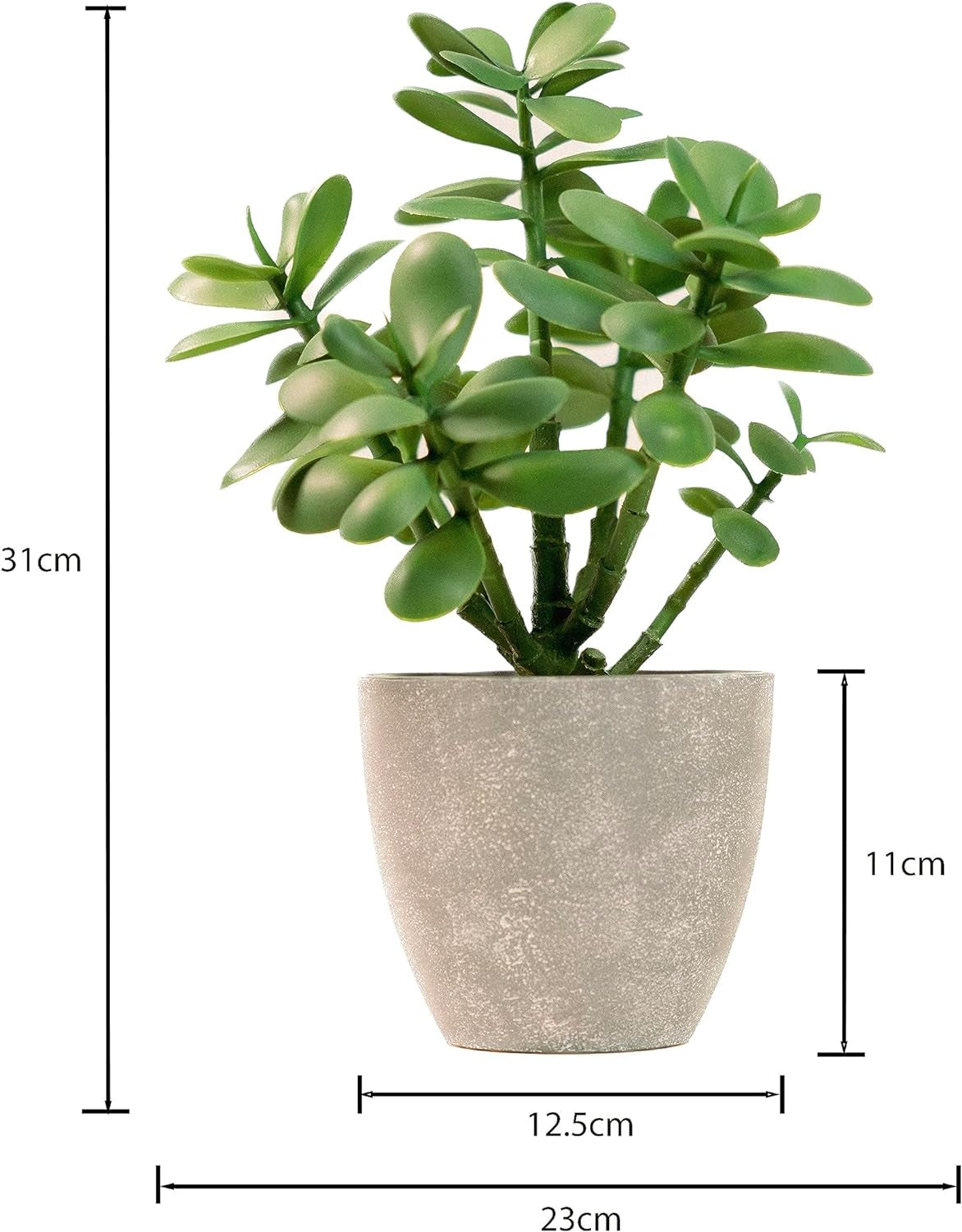 Artificial Potted Jade Plant 12 Inch, Luxury Faux Succulent Plant for Home Decor, Office Decor, Money Tree, Faux Plants Indoor Crassula Ovata