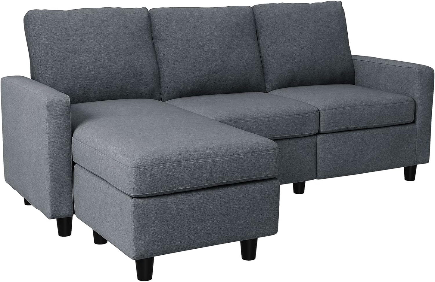 Convertible Sectional Sofa, L Shaped Couch with Reversible Chaise for Small Space, Dark Grey