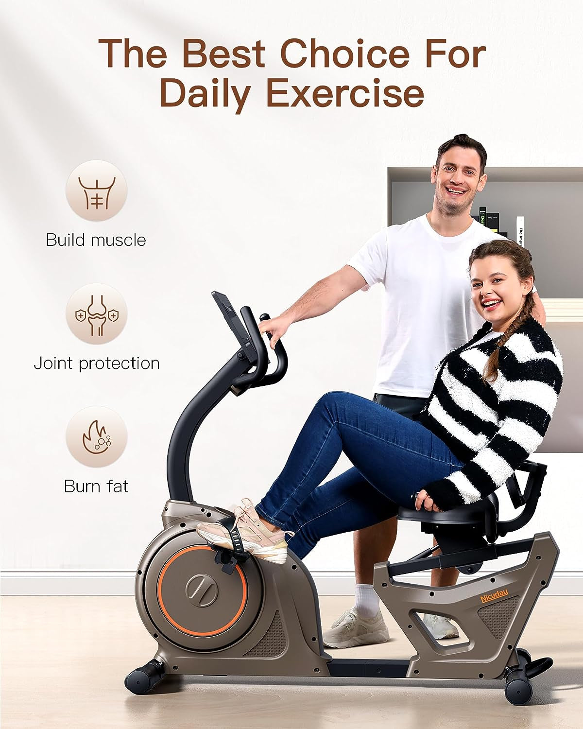 Recumbent Exercise Bike, Indoor Recumbent Exercise Bike for Home with 400LBS Capacity, High-End Stationary Bike with Smart Bluetooth