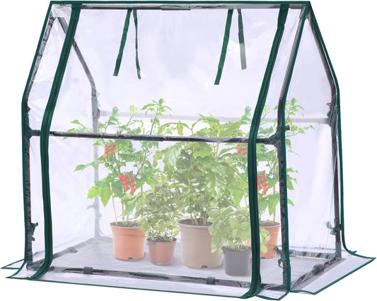 Mini Greenhouse for Indoor Outdoor: Tabletop Portable Green House with Waterproof Pad for Small Plants Nursery Germination, 36"X18"X33" Heavy-Duty Cover Tent Humidity Dome Seedling Accessory - Design By Technique