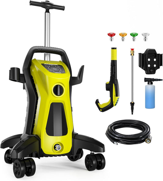 Electric Pressure Washer - 4500 PSI 3.2 GPM Power Washer Electric Powered with Upgrade Spray Handle Smart Control and 4 Anti-Tipping Wheels for Effortlessly Cleaning