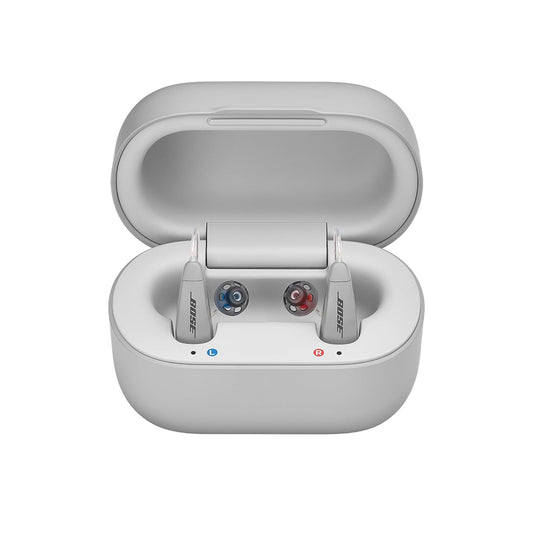 B2 OTC Hearing Aids Powered by Bose | Bluetooth Call Enabled for Ios | Rechargeable with Invisible Fit | Mild to Moderate Hearing Loss | Noise Reduction & Self-Fit Solution (Light Gray)