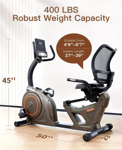 Recumbent Exercise Bike, Indoor Recumbent Exercise Bike for Home with 400LBS Capacity, High-End Stationary Bike with Smart Bluetooth