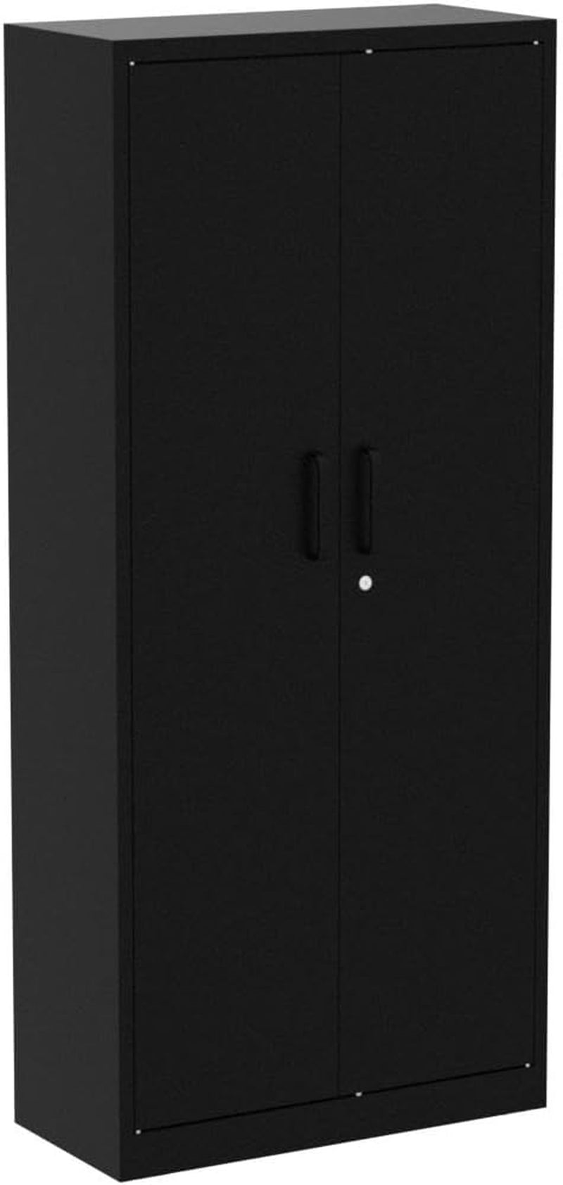 Metal Garage Storage Cabinet with 2 Doors and 5 Adjustable Shelves - 71" Steel Lockable File Cabinet,Locking Tool Cabinets for Office,Home,Garage,Gym,School (Black) - Design By Technique