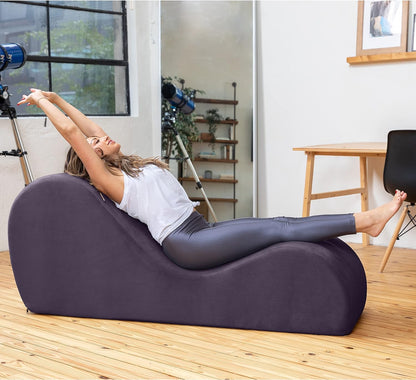 Sleek Chaise Lounge for Yoga-Made in the Usa-For Stretching, Relaxation, Exercise & More, 60D X 18W X 26H Inch, Aubergine