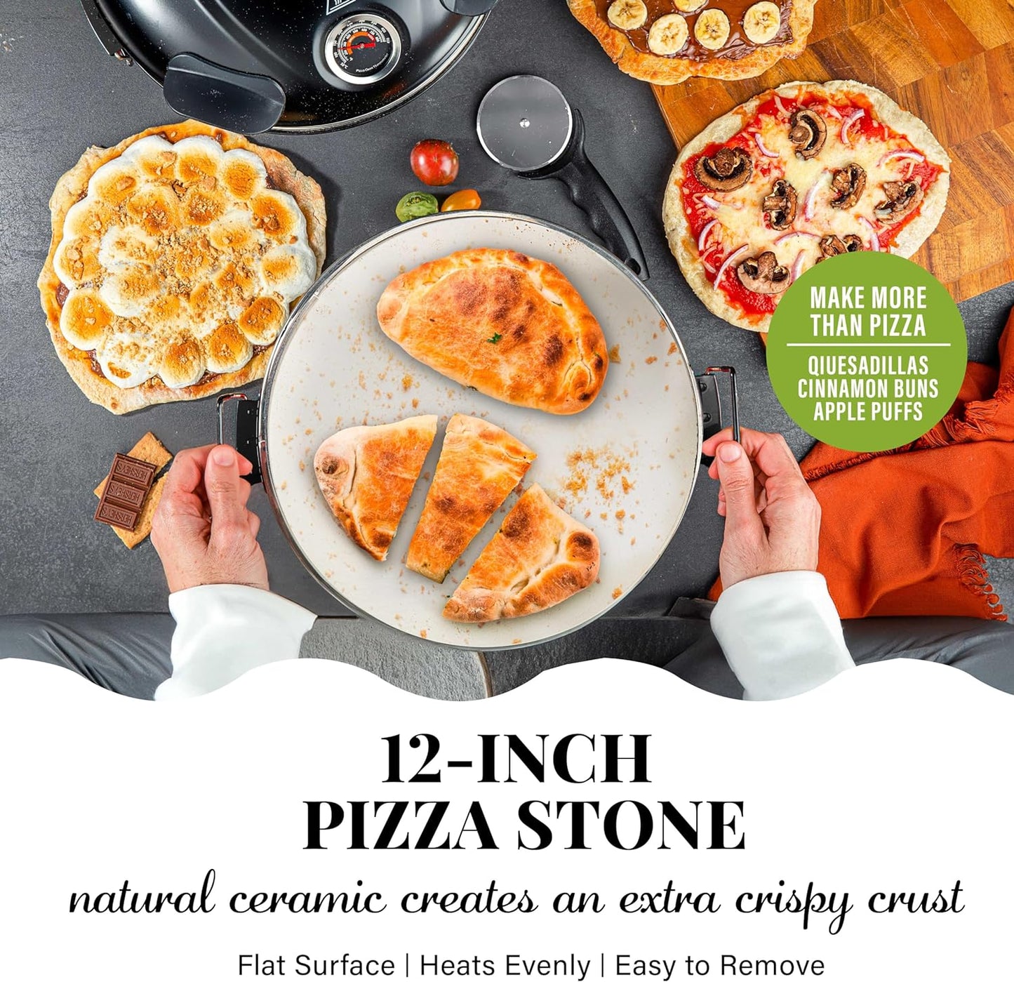 PIEZANO Crispy Crust Pizza Oven by  – Electric Pizza Oven Indoor Portable, 12 Inch Indoor Pizza Oven Countertop, Pizza Maker Heats up to 800˚F for Stone Baked Pizza at Home as Seen on TV