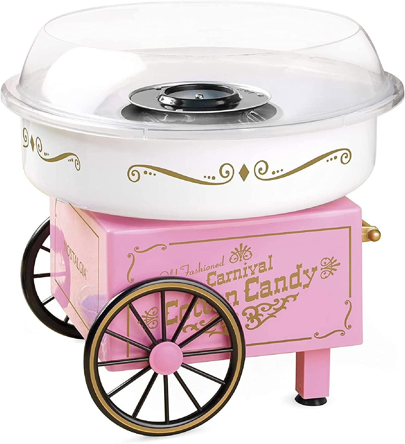 Cotton Candy Machine - Retro Cotton Candy Machine for Kids with 2 Reusable Cones, 1 Sugar Scoop, and 1 Extractor Head – Pink