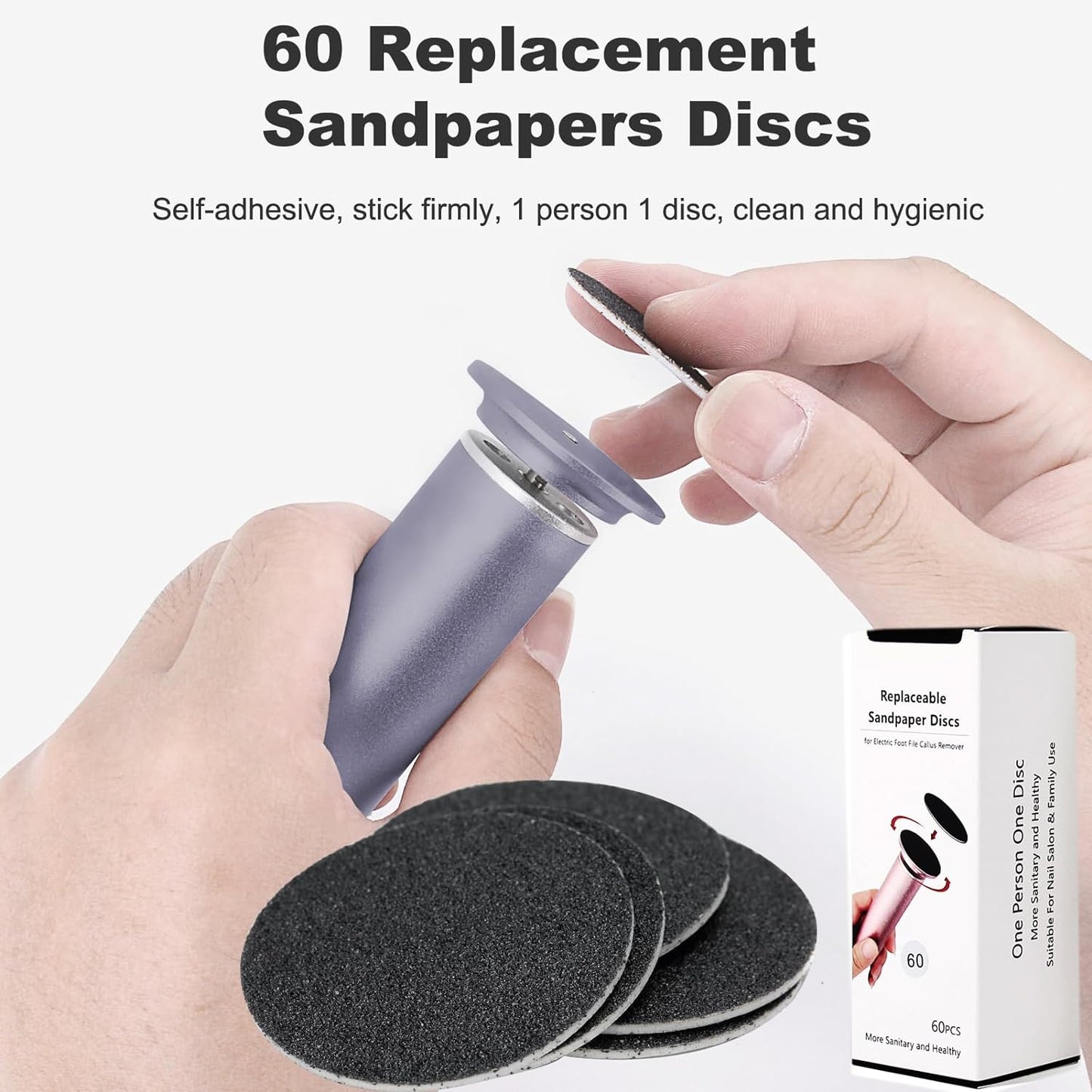Electric Callus Remover for Feet, Powerful Electric Foot Callus Remover Adjustable Speed Electric Foot File with 60PCS Sanding Discs Pedicure Tools Feet Scrubber Dead Skin Foot Grinder, Gray