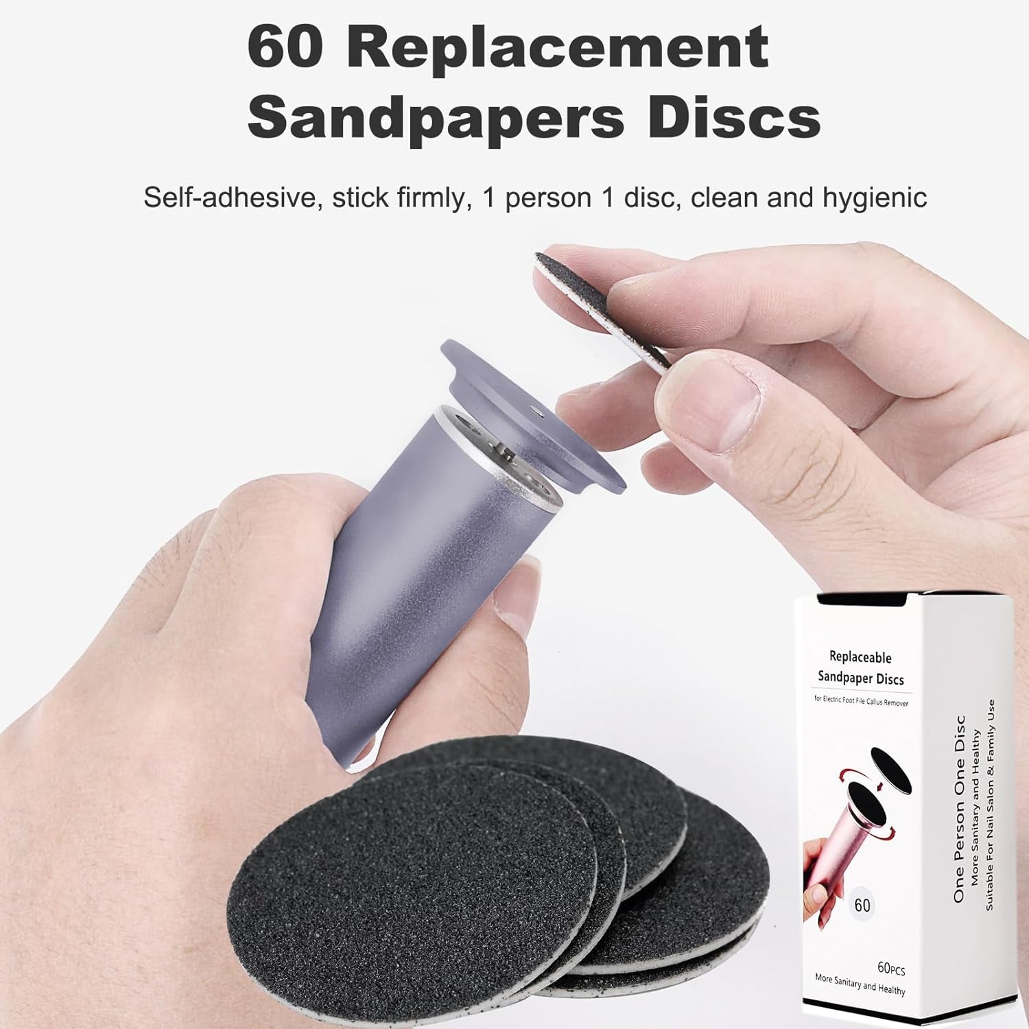 Electric Callus Remover for Feet, Powerful Electric Foot Callus Remover Adjustable Speed Electric Foot File with 60PCS Sanding Discs Pedicure Tools Feet Scrubber Dead Skin Foot Grinder, Gray