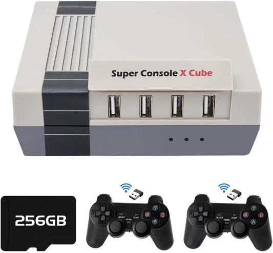 Retro Game Console,Super Console X Cube Emulator Console with 117,000+ Games,Game Consoles Support 4K HD Output,4 USB Port,Up to 5 Players,Lan/Wifi,2 Gamepads,Best Gifts(256Gb)