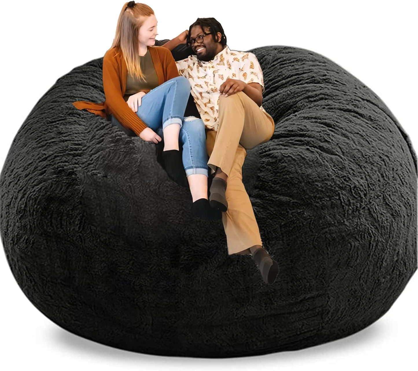 Giant Bean Bag Cover, Soft Velvet Bean Bag Chairs for Adults (Cover ONLY, NO Filler) 7Ft Dark Grey Big Bean Bag Bed Oversized Lazy Couch