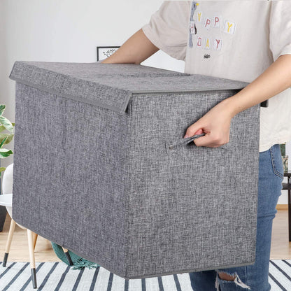 Large Toy Box Chest with Lid, Collapsible Sturdy Toy Storage Organizer Boxes Bins Baskets for Kids, Boys, Girls, Nursery, Playroom, 25"X13" X16" (Linen Gray)