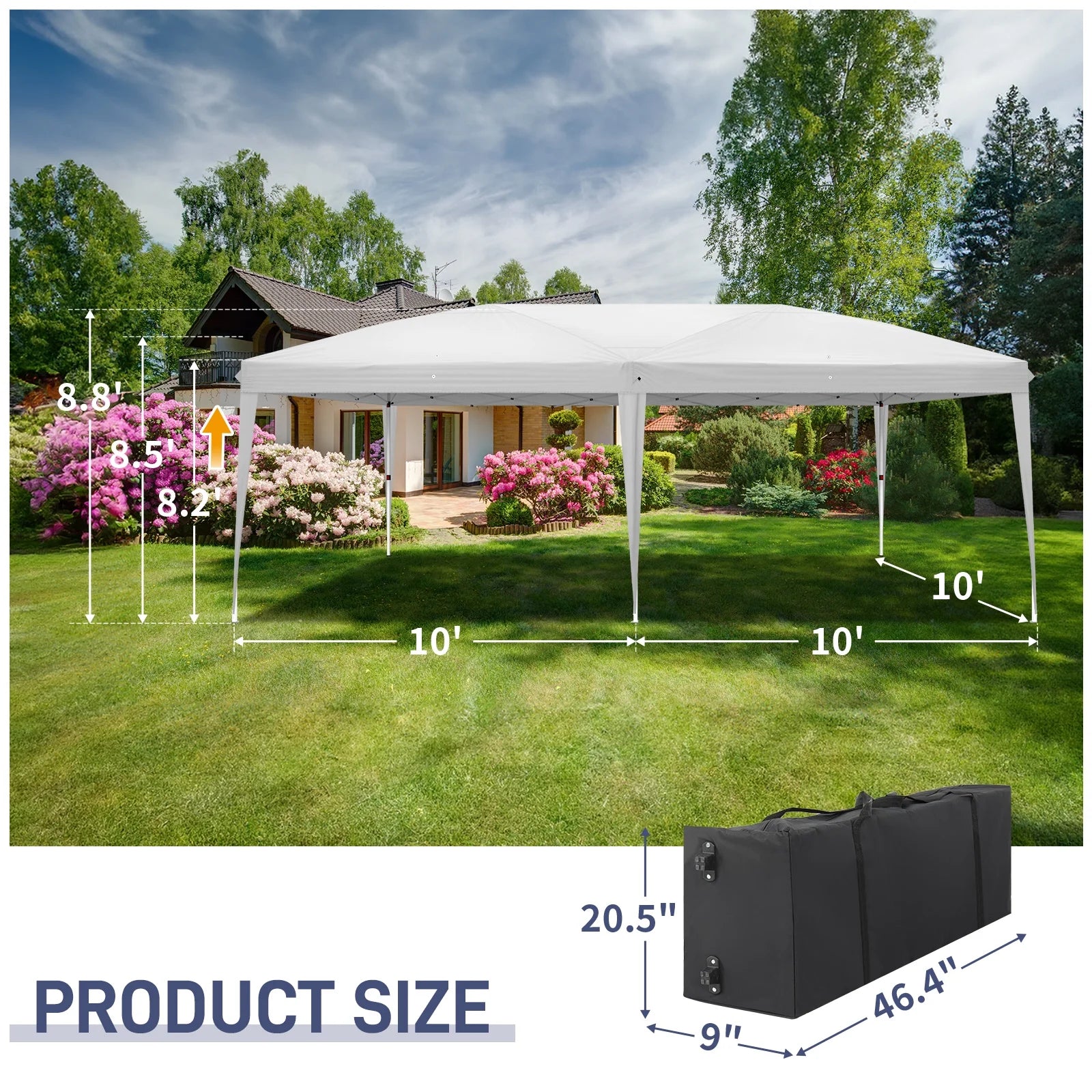 10X20 Pop up Wedding Party Tent Folding Canopy 6 Wallsides White