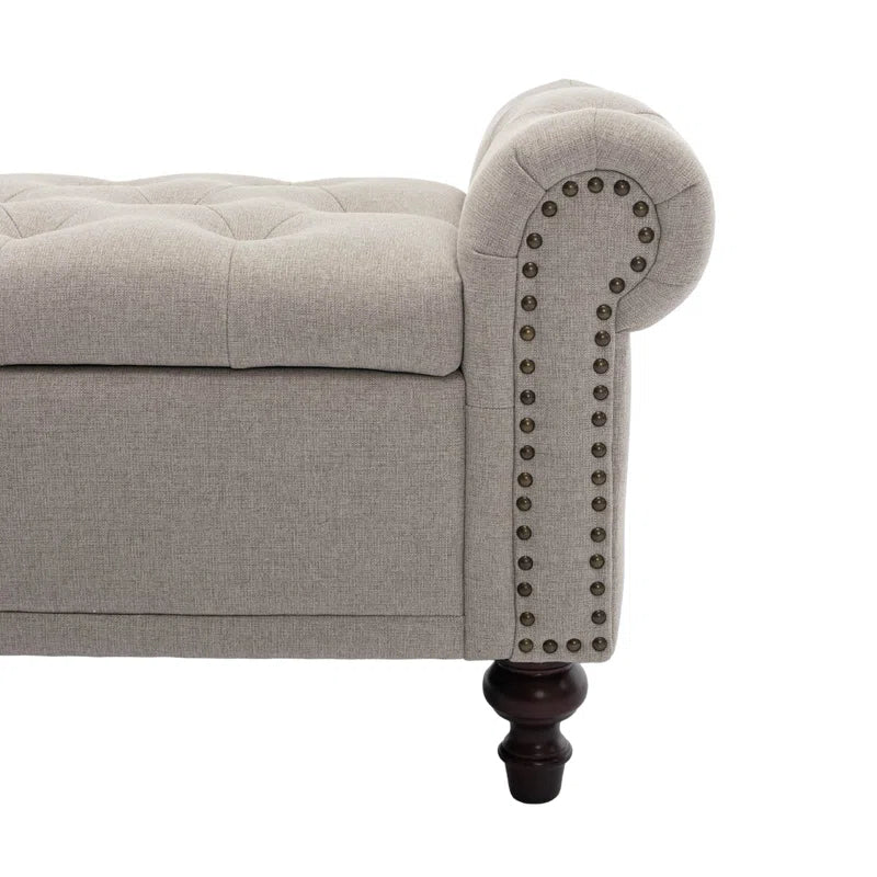 Polyester Blend Upholstered Storage Bench