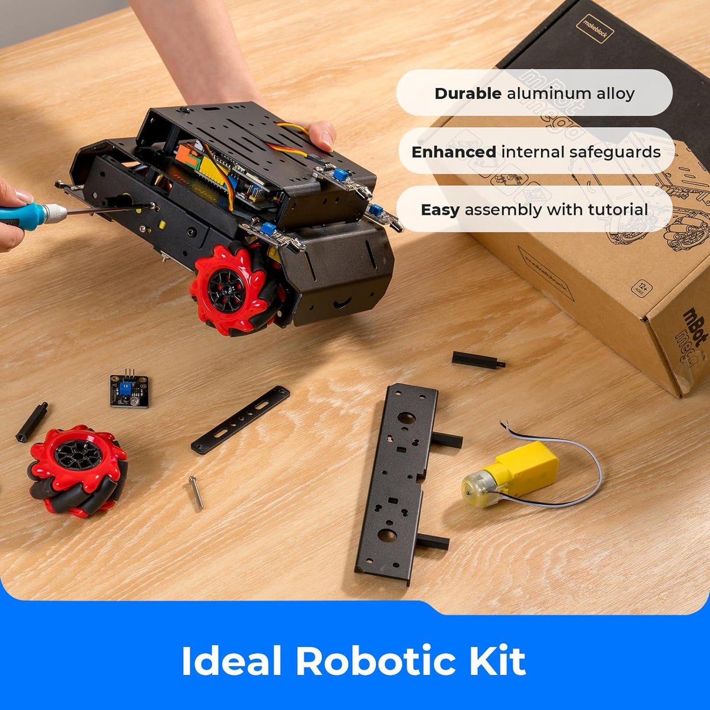 Mbot Mega Robot Kit with Mecanum Wheels, Programmable Robotics Kit Compatible with Arduino IDE and Raspberry Pi for Teens & Adults, Robotics Gift for Learning Coding, Robotics, Electronics