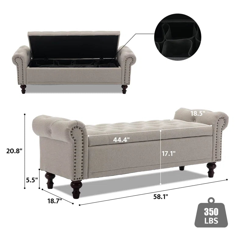 Polyester Blend Upholstered Storage Bench