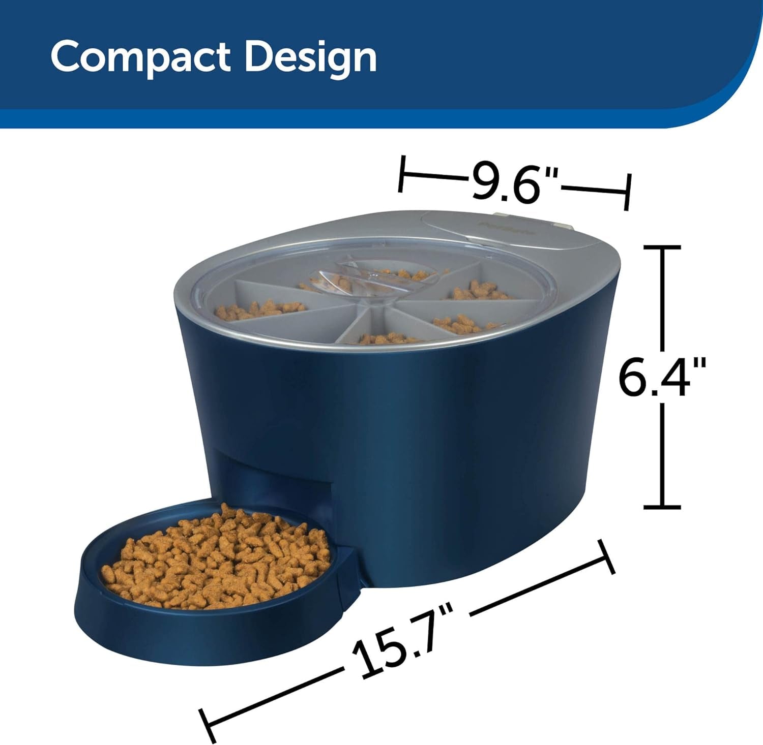 6 Meal Automatic Cat Feeder - Programmable Pet Food Dispenser for Cats and Small Dogs - Dry Kibble or Semi-Moist Pet Food, Slow Feed Portion Control, Tamper-Resistant