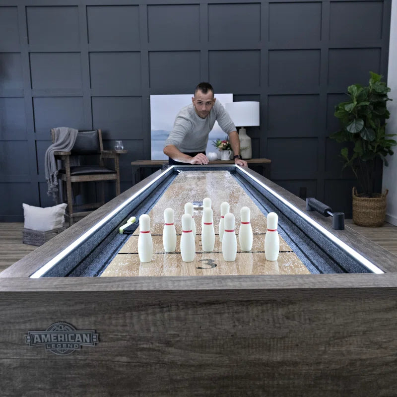 Kirkwood 9' LED Shuffleboard Table with Bonus Bowling Game