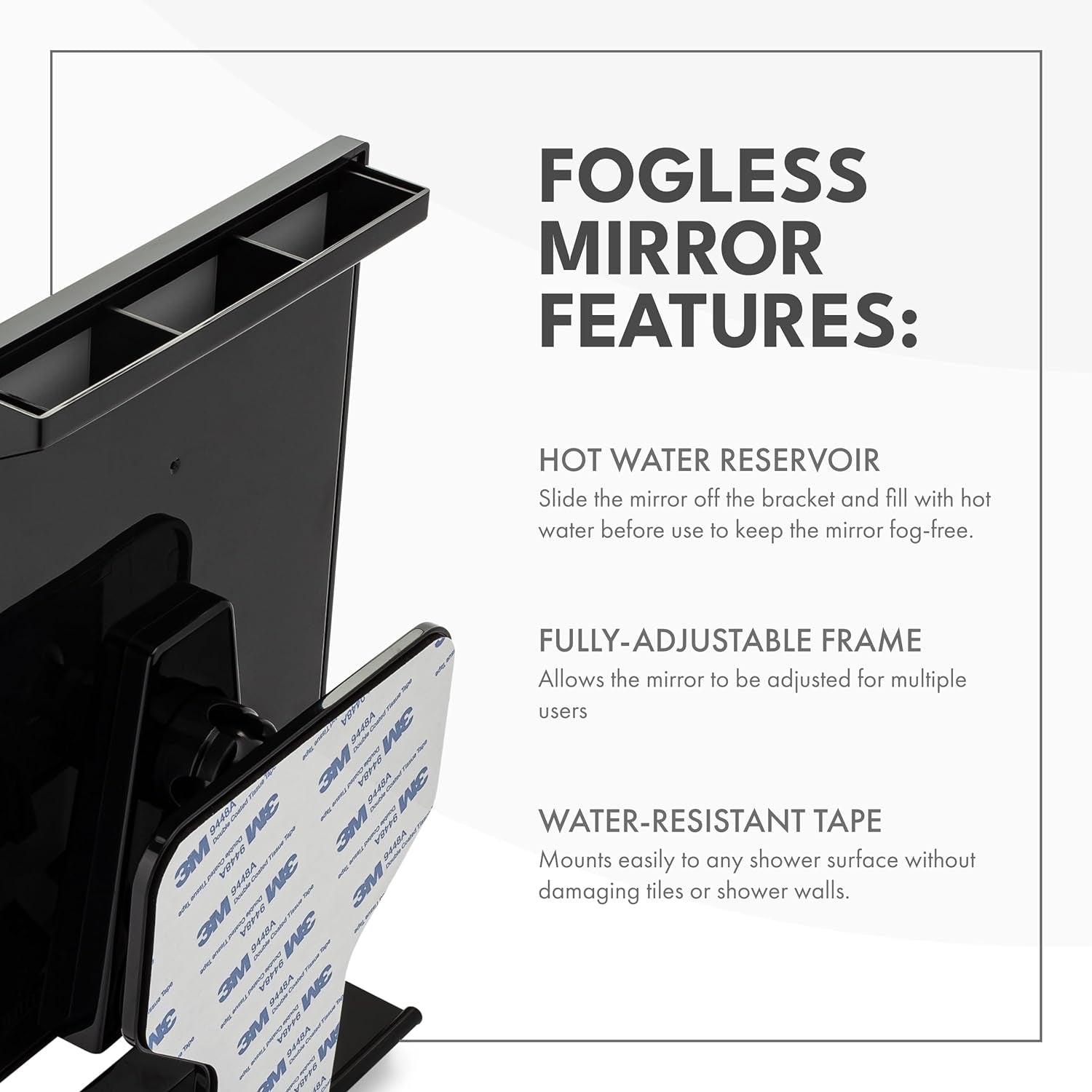 Fogless Shower Mirror - Anti-Fog Mirror - Adjustable Shaving Mirror with a Squeegee - Rust-Proof, Impact-Resistance Bathroom Shower Mirror - Tall