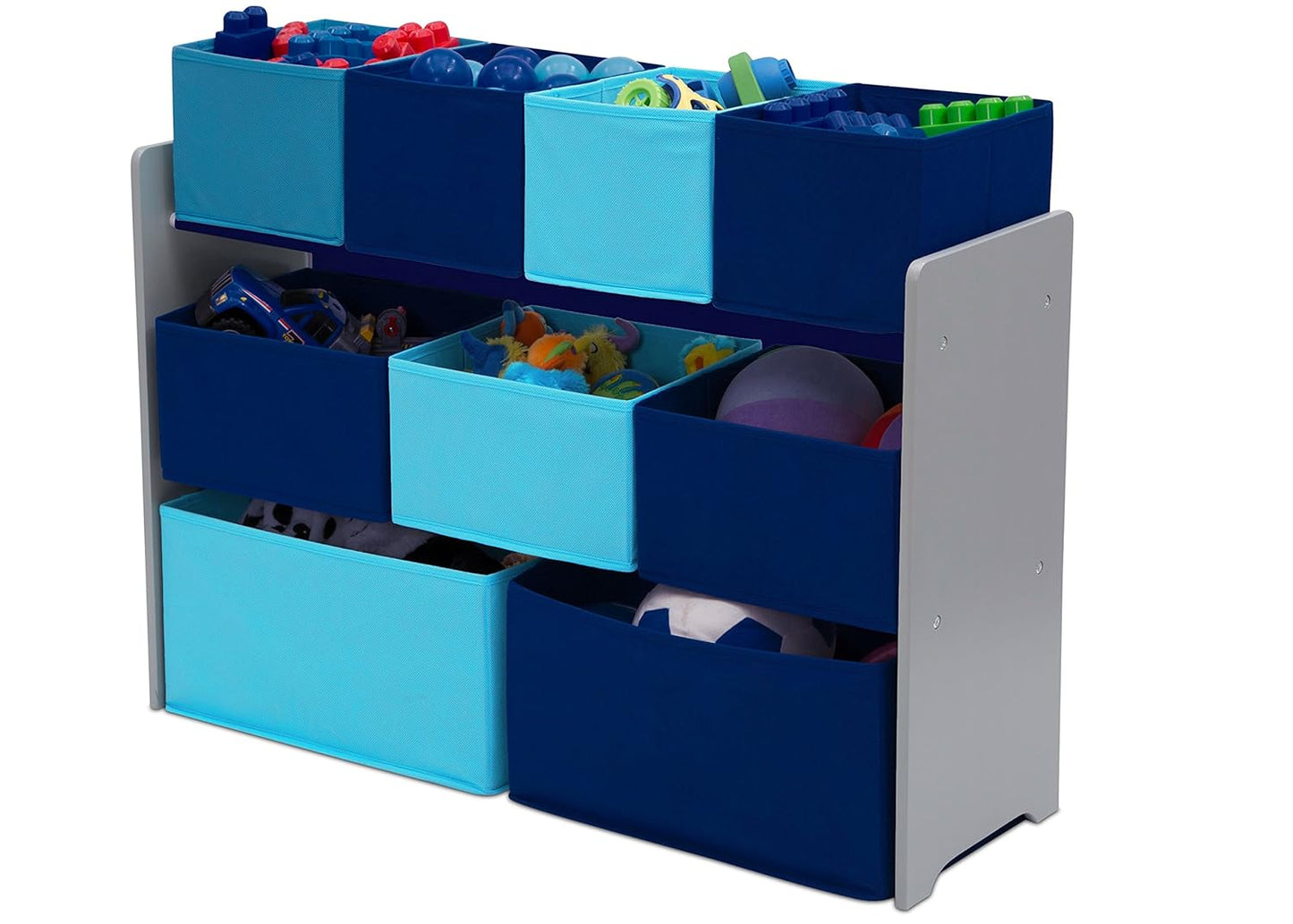 Deluxe Multi-Bin Toy Organizer with Storage Bins - Greenguard Gold Certified, Grey/Blue Bins