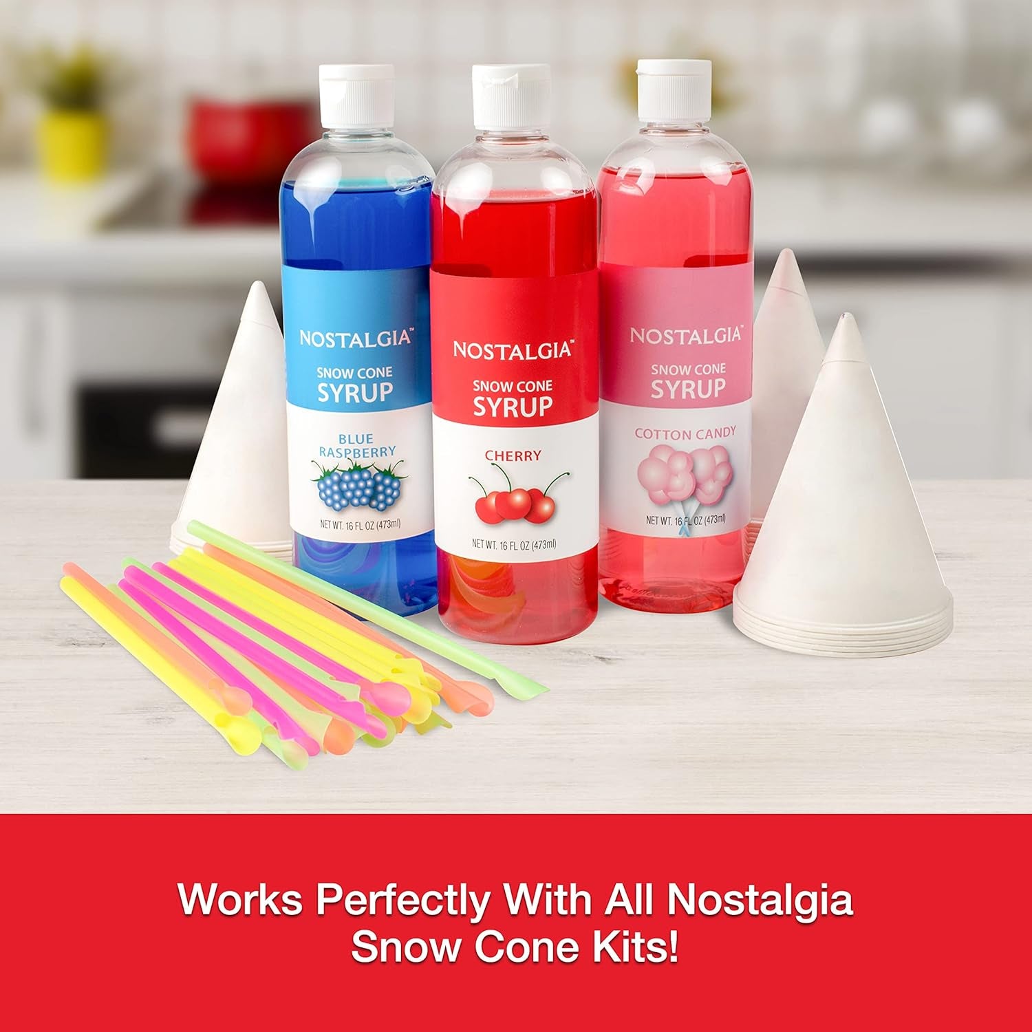 Coca-Cola Snow Cone Shaved Ice Machine - Coke Retro Table-Top Slushie Machine Makes 20 Icy Treats - Includes 2 Reusable Plastic Cups & Ice Scoop - White & Red