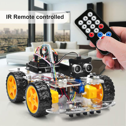 Robot Car Starter Kit for R3 | STEM Remote Controlled Educational Motorized Robotics for Building Programming Learning How to Code | IOT Mechanical DIY Coding for Teens Adults