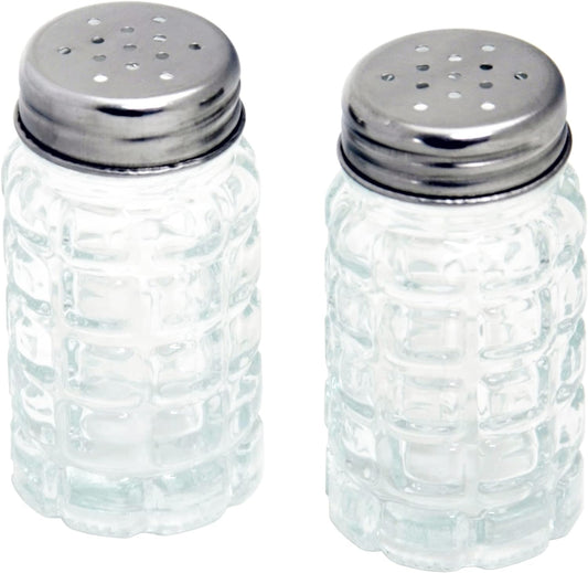 Nostalgia Retro Style Glass Salt and Pepper Shakers with Stainless Steel Tops - 2 Pack